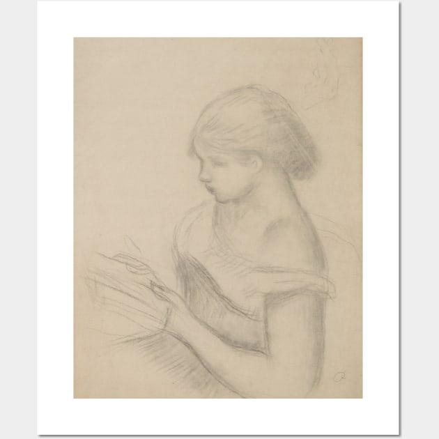 A Girl Reading (with a Sketch of Seated Woman) by Auguste Renoir Wall Art by Classic Art Stall